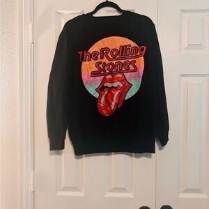 The Rolling Stones Black Graphic Hoodie with Long Sleeves
